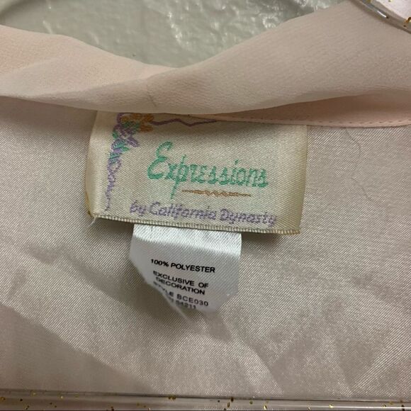 Vintage Expression Blush Embroidered Satin Robe M - Picture 3 of 6